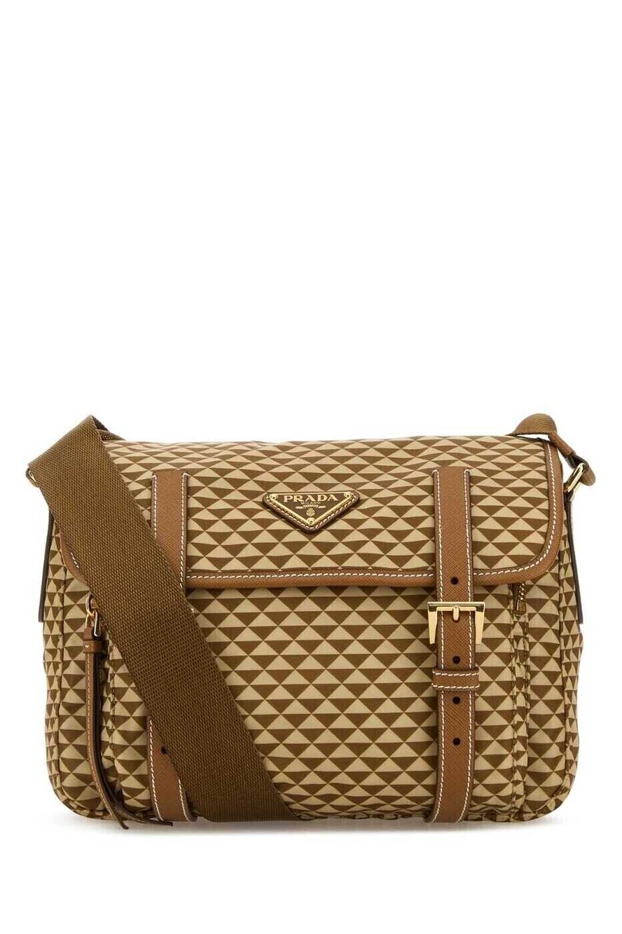 Prada Vela Multicolor Briefcase Brown